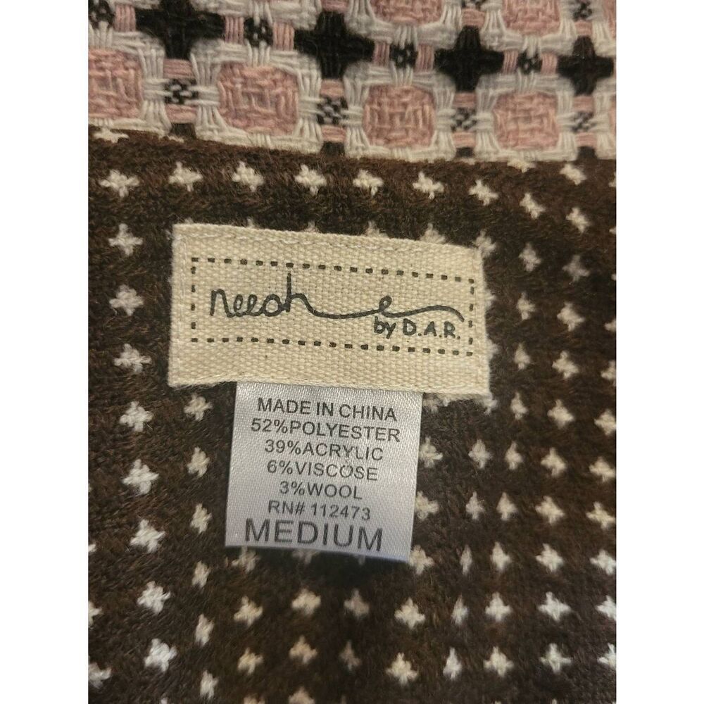 Neesh D.A.R. Anthropologie Jacket Women's Medium Pink Brown Tweed Flare Preppy - Picture 3 of 4